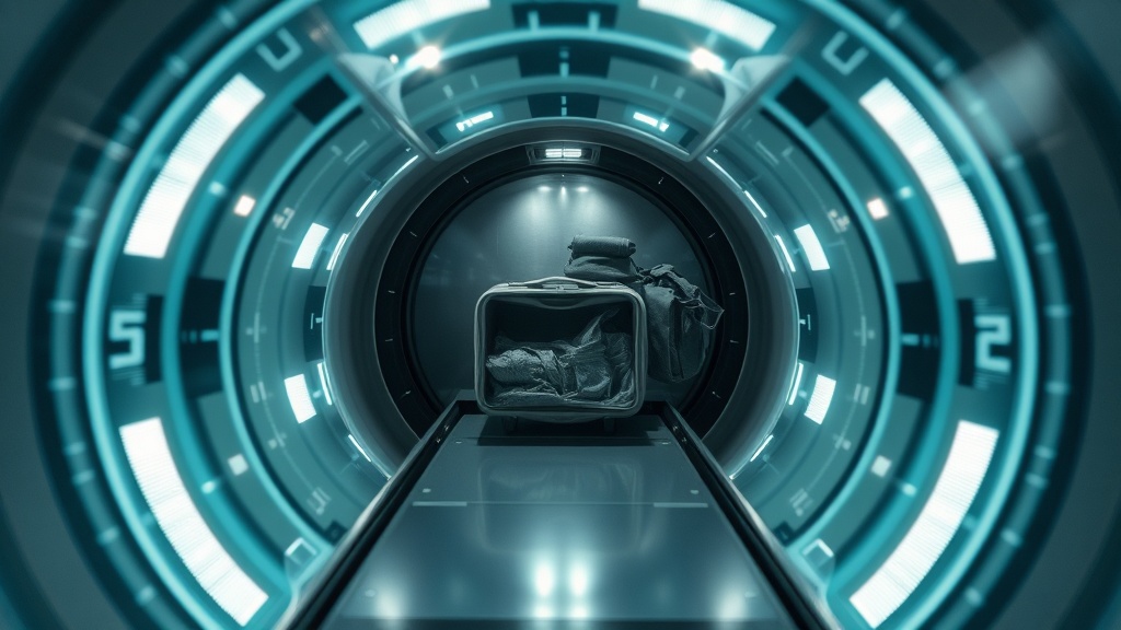 수하물 검색용 X-ray 투시 장비에 표시된 가방 내부 영상 화면